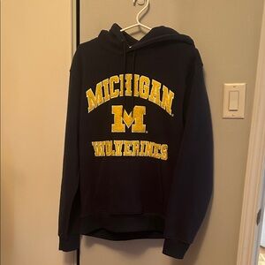 Men's Navy Pullover Hoodie Michigan Wolverine logo